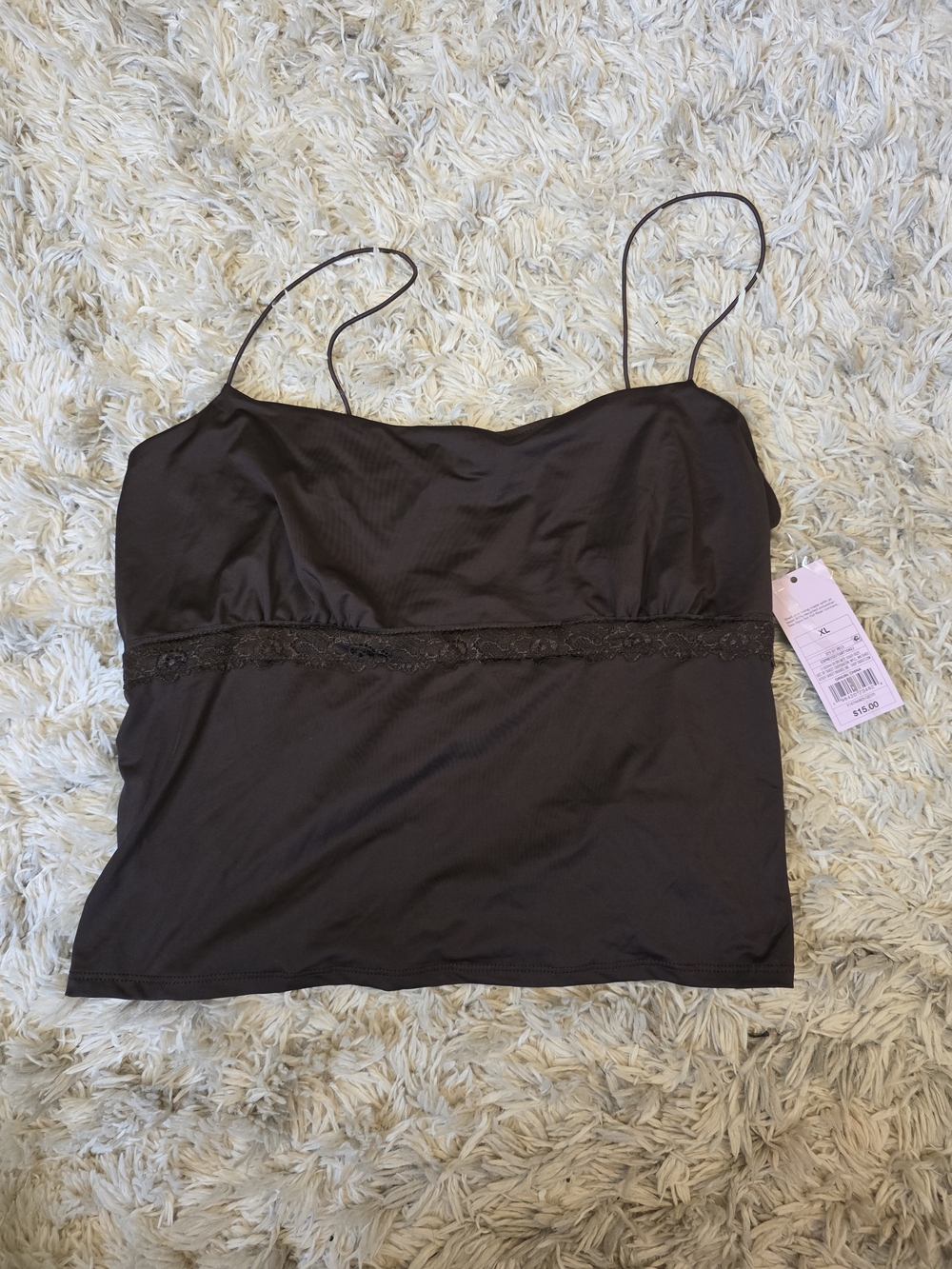wild fable Black Lace-Trim Spaghetti Strap Cami